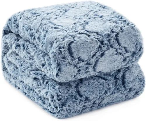 Miniatura 7 de KAWAHOME Manta de piel sintética para cama, ultra suave, cálida, lanuda y esponjosa para sofá, ropa de cama afelpada, acogedora y lujosa