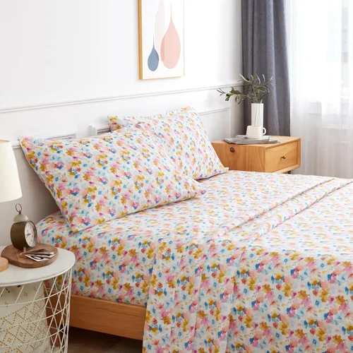 Miniatura 32 de KACEMOO Juego de sábanas California King de 4 piezas, sábanas con estampado floral, diseño bohemio, sábanas refrescantes de microfibra cepillada
