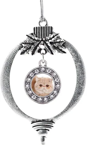 Miniatura 56 de Inspired Silver - Bonita bandera estadounidense - Adorno de Navidad plateado - Adorno de árbol de Navidad con dije circular con circonita cúbica