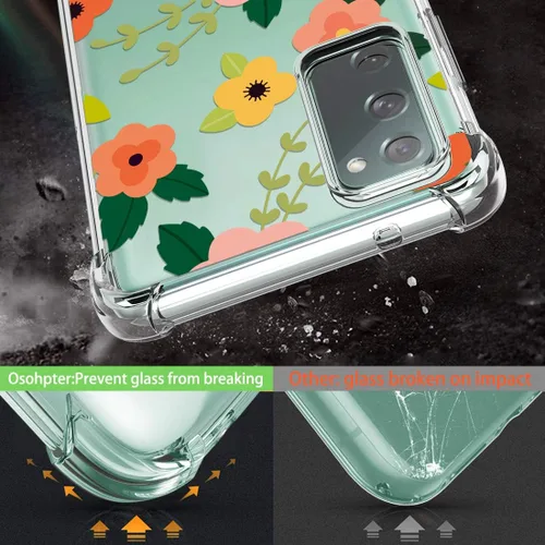 Miniatura 3 de Osophter funda flexible para Samsung Galaxy S20 FE 5G, diseño floral, para niñas y mujeres, absorción de golpes, de goma de poliuretano termoplástico