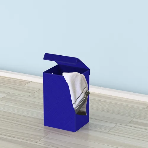 Miniatura 3 de Cesto sencillo para la ropa sucia con tapa. Azul Oscuro