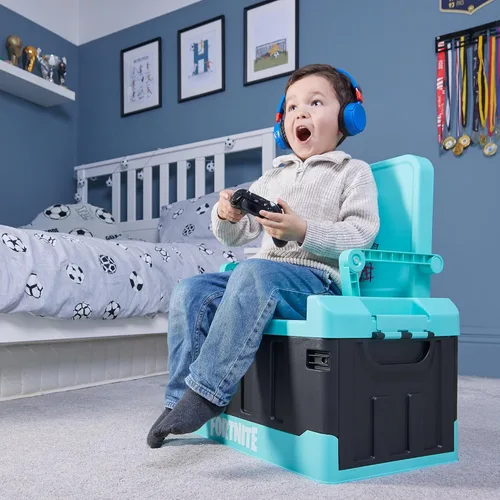 Miniatura 6 de Numskull Fortnite - Caja de almacenamiento de juguetes 2 en 1 y silla plegable, organizador de accesorios para juegos con tapa y asas