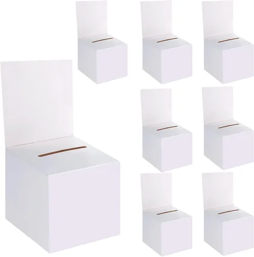 Miniatura 11 de Juego de 12 cajas para rifas, urnas y buzones de sugerencias con ranura, cajas de cartón para rifas de 15 x 15 x 15 cm con ranura para boletos