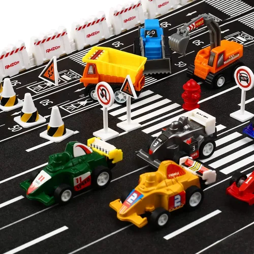 Miniatura 7 de Juego de 20 piezas surtidas de mini camión de juguete y auto de carreras, juego de vehículos de construcción para niños, regalos de fiesta