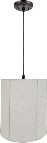 Aspen Creative, Beige, 75035-11 Lámpara colgante de techo con pantalla de tela imperio transicional, 14 pulgadas de ancho