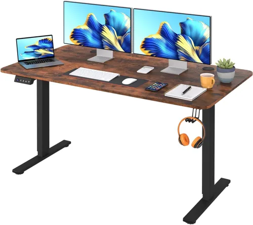 Miniatura 9 de Estación de trabajo de computadora de altura ajustable, escritorio eléctrico de pie para sentarse, mesa de computadora que se eleva hacia arriba