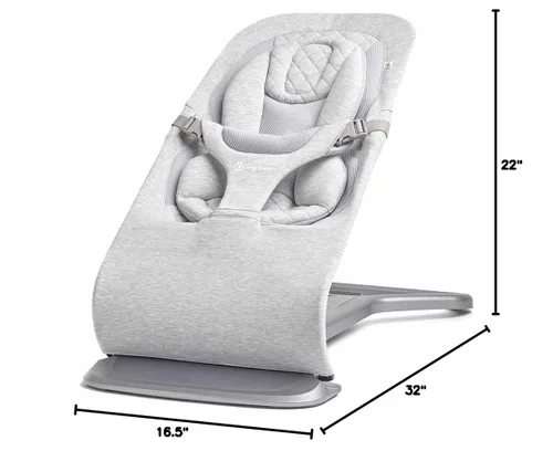 Miniatura 9 de Ergobaby Evolve 3 en 1 Bouncer, Asiento de bebé ajustable de múltiples posiciones, se adapta desde recién nacido hasta niño pequeño, Gris claro