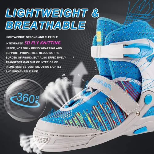 Miniatura 3 de PAPAISON Patines en línea para niños y niñas con ruedas de luz completa, patines iluminadores ajustables para principiantes, para niños, jóvenes