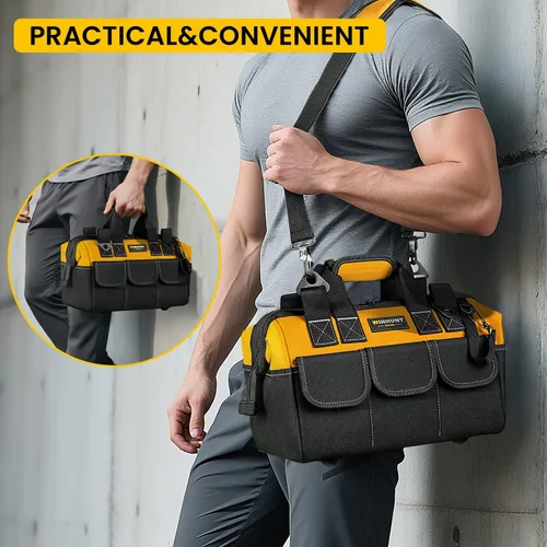 Miniatura 8 de WINHUNT - Bolsa de herramientas de 13 pulgadas, bolsa de almacenamiento de herramientas con correa ajustable, gran capacidad, asa de goma duradera
