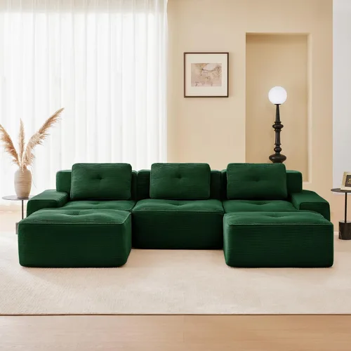Miniatura 43 de Sofás modulares sin hueso de 152.8 pulgadas para sala de estar, sofá modular con diván en forma de L, cómodo asiento profundo tapizado de tela