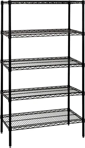 Miniatura 38 de Quantum Storage Systems WR74-1824BK Kit de inicio para estantería de alambre de 4 niveles de altura de 74 pulgadas, acabado negro, 18 pulgadas