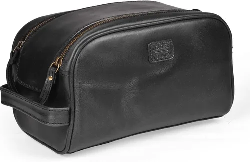 Miniatura 2 de LEATHER VILLAGE - Bolsa de viaje para artículos de tocador de cuero premium con forro impermeable Kit de neceser vintage hecho a mano