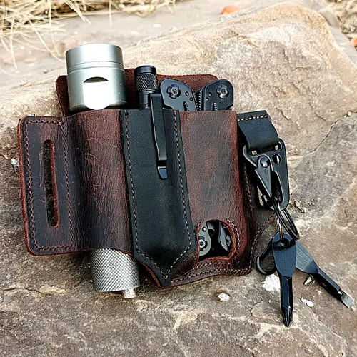 Miniatura 4 de Funda multiherramienta para cinturón organizador de bolsillo EDC de cuero por LIPOUD