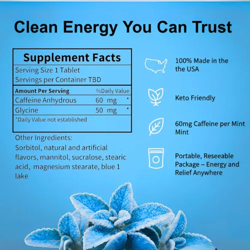 Miniatura 6 de Rally Energy Menta con cafeína, 60 miligramos de cafeína, energía instantánea, caramelo de menta con cafeína de aliento fresco, 0 azúcar, sabor