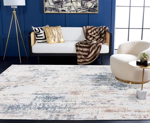 Miniatura 2 de SAFAVIEH Invista Collection - Alfombra decorativa de 4 x 6 pies, color crema y gris, diseño abstracto moderno, no desprende pelusa y de fácil