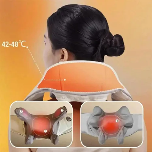 Miniatura 4 de Goletsure Masajeador de cuello y hombros, masajeador Shiatsu de cuello y espalda con calor, almohada de amasamiento 5D de tejido profundo, masaje