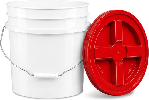 Miniatura 10 de ePackageSupply Cubo de 3.5 galones con tapa, cubo de grado alimenticio con tapa hermética de rosca con sello gamma hermético, plástico de Rojo