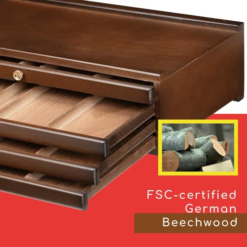 Miniatura 3 de MEEDEN Caja de almacenamiento para suministros de artista con 4 cajones - Caja portátil plegable multifunción de madera de haya para lápices