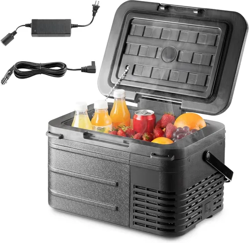 Erivess Refrigerador portátil de 12 voltios, congelador compresor de 12QT (11L), 12/24V CC y 110-240V CA, modo dual -4℉~68℉, refrigerador para