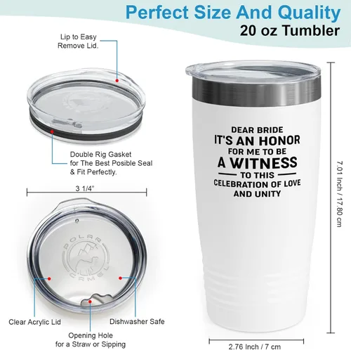 Miniatura 3 de Bride Gift from Officiant Tumbler 20oz White -Love Unity - Bridal Shower Bride To Be Bachelorette Party Newlywed Wedding Officiant Brother