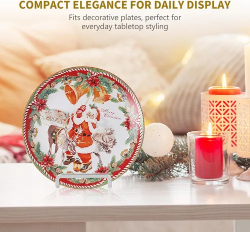 Miniatura 5 de DIDUDIDU Soportes de platos para exhibición, soportes pequeños de caballete de hierro de 4.5 pulgadas para platos decorativos, marcos de fotos