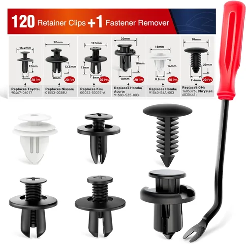Miniatura 15 de Nilight 120 piezas de clips de retención de automóvil, 0.197 in, 0.236 in, 0.276 in, 0.354 in, 0.394 in, tornillos de expansión de repuesto, clips