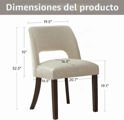 Miniatura 2 de VKNOW Juego de 2 sillas de comedor modernas, tapizadas de piel sintética, sillas de comedor, sillas de cocina, sillas de cena de granja para cocina