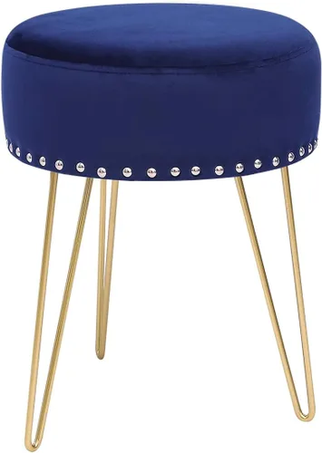 Miniatura 9 de Joveco Taburete otomano de terciopelo, reposapiés tapizado con patas de metal dorado, moderno asiento de mesa auxiliar pequeño para sala de estar
