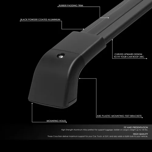 Miniatura 2 de DNA MOTORING PT-ZTL-8026 - Par de barras transversales de aluminio para techo de automóvil, compatibles con Nissan X-Trail 08-16, color negro