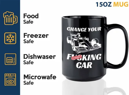 Miniatura 3 de Taza de café Racer de 15 onzas, color negro, cambia tu coche, Fuel Speed Racer Car Guys Circuit Automotriz Racing Boy Regalos para él, papá