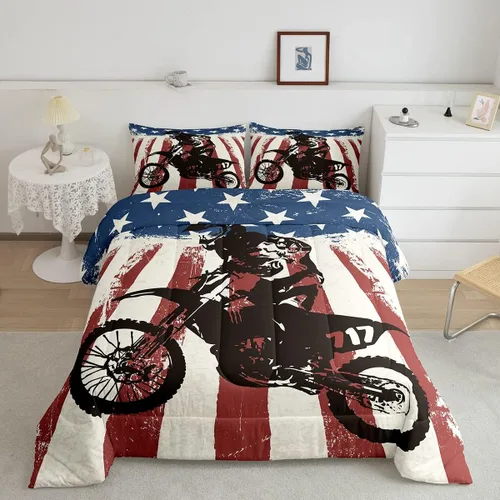 Miniatura 11 de Juego de edredón de bicicleta de tierra Feelyou para motocross, juego de ropa de cama para piloto de motocross, edredón deportivo extremo, edredón