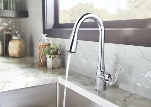 Miniatura 9 de Moen Arbor cromado - Grifo de cocina de una manija con rociador extraíble, con aumento de potencia y sistema retráctil, modelo 7594C Cromo