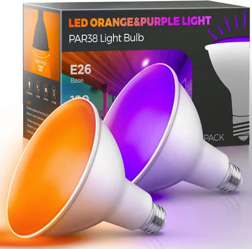 Miniatura 10 de LOHAS - Bombillas amarillas para insectos para exteriores, luz de inundación LED PAR38 para exteriores, equivalente a 150-200 W, 2000 K,