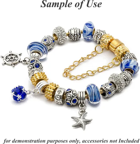 Miniatura 5 de RUBYCA Cuentas grandes de cristal checo con agujero grande para pulseras europeas (10 unidades, oro, 0.591 in)