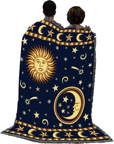 Miniatura 3 de Pure Country Weavers Manta de cara de sol y luna – Tapiz de regalo tejido de algodón – Fabricado en los Estados Unidos (72 x 54 pulgadas)