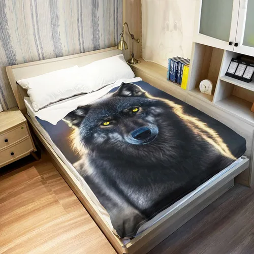 Miniatura 3 de Manta de lana de lobo gris, manta de vellón suave y mullida para sofá y cama, 50 x 60 pulgadas