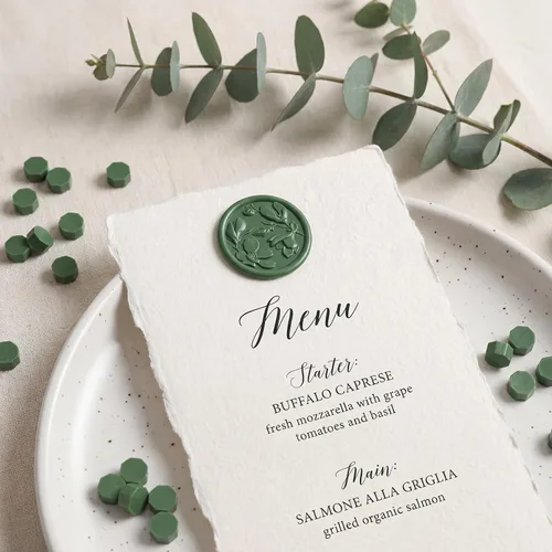 Miniatura 4 de UNIQOOO 540 piezas de perlas de cera de sellado verde oliva oscuro para sello de cera, perfecto para invitaciones de boda, tarjetas de Verde Oliva