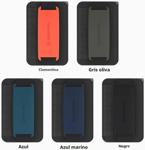 Miniatura 7 de Sinjimoru para cartera MagSafe 3 en 1 con 2600g de fuerza magnética, agarre para teléfono con tela elástica, solapa de seguridad con soporte Negro