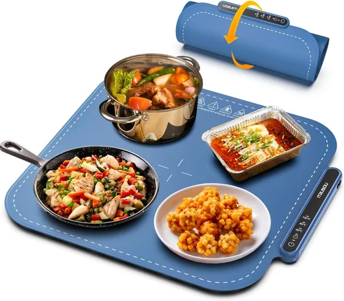 Miniatura 12 de Tapete Calentador para Alimentos, Bandeja Calentadora Eléctrica iTRUSOU Calor Continuo 99H, 7 Configuraciones de Temperatura, Calentamiento Gris