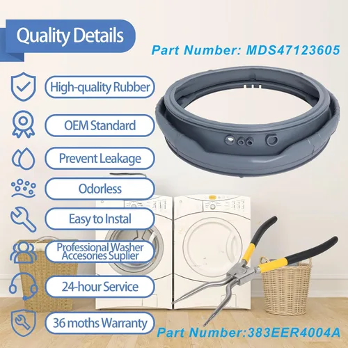 Miniatura 6 de WM3470HVA, WM3570HVA Junta de sello de fuelle de puerta de lavadora compatible con lavadora LG Kenmore WM3570HWA, WM3770HWA WM3470HWA, WM3575CW