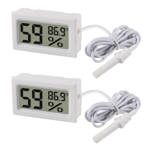 Miniatura 8 de Paquete de 6 mini termómetro digital higrómetro con sonda de temperatura interior, medidor de humedad y temperatura interior, pantalla LCD 6 piezas