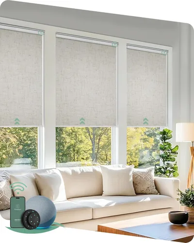 Miniatura 24 de Yoolax - cortinas enrollables motorizadas sin cenefa Vinilo opaco gris claro