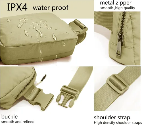 Miniatura 6 de Riñonera Bolsa de Cinturón Bolsa de Cintura Bolsas Cruzadas para Correr, Senderismo, Viajes, Entrenamiento, Correa Ajustable para Mujer, Caqui Caqui