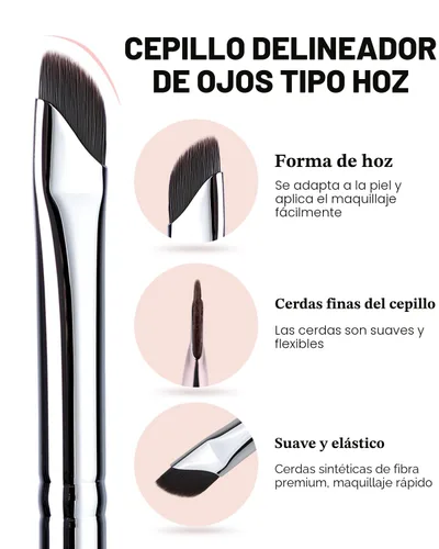 Miniatura 3 de Pincel Delineador de Ojos, EIGSHOW Pincel de Maquillaje Delineador de Ojos en Gel Angulado en Forma de Hoz para Delineador de Ojos Preciso, Cejas