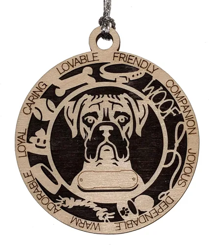 Miniatura 60 de Adorno de Navidad personalizado de madera para perro de 3 pulgadas, nombre y texto personalizables, hecho a mano en Estados Unidos, diseño de corte