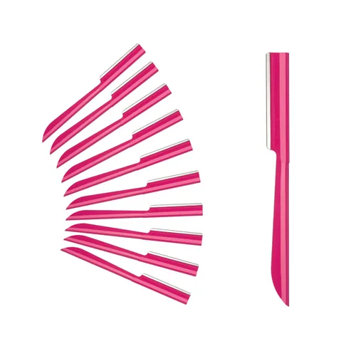 Maquinilla de afeitar para cejas, 10 piezas para mujer, herramienta exfoliante para dermaplaning, eliminación de pelusas de durazno, moldeador de