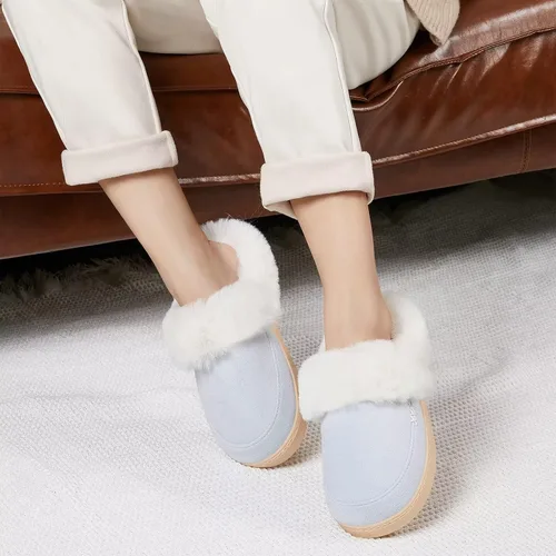Miniatura 7 de NineCiFun - Pantuflas de casa de gamuza, unisex, mullidas, con forro de piel sintética, para interiores y exteriores, con suela de goma