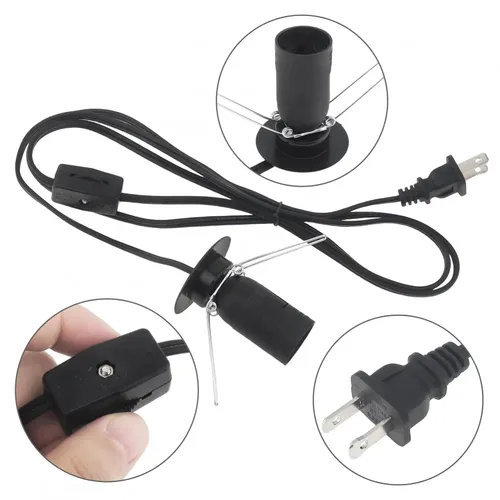 Miniatura 6 de Cable de lámpara de sal del Himalaya con interruptor de atenuación y bombillas, cable de repuesto original de 6 pies con ensamblaje de base de 3.35