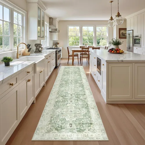 Miniatura 403 de Madane Tapete lavable de 2 x 10 pies para pasillo, cocina, recibidor, clásico, suave, antideslizante para interiores, casa de campo, baño, sala