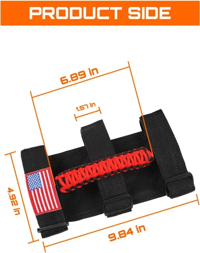 Miniatura 6 de Savadicar 4 asas de agarre para barra antivuelco con bandera de Estados Unidos para Jeep Wrangler CJ LJ YJ TJ JK JL y Gladiator JT 1955-2023, Rojo